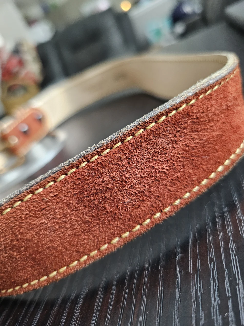 Vintage 1970s JCPenney Genuine Split Cowhide Brown Leather Belt Brass Buckle